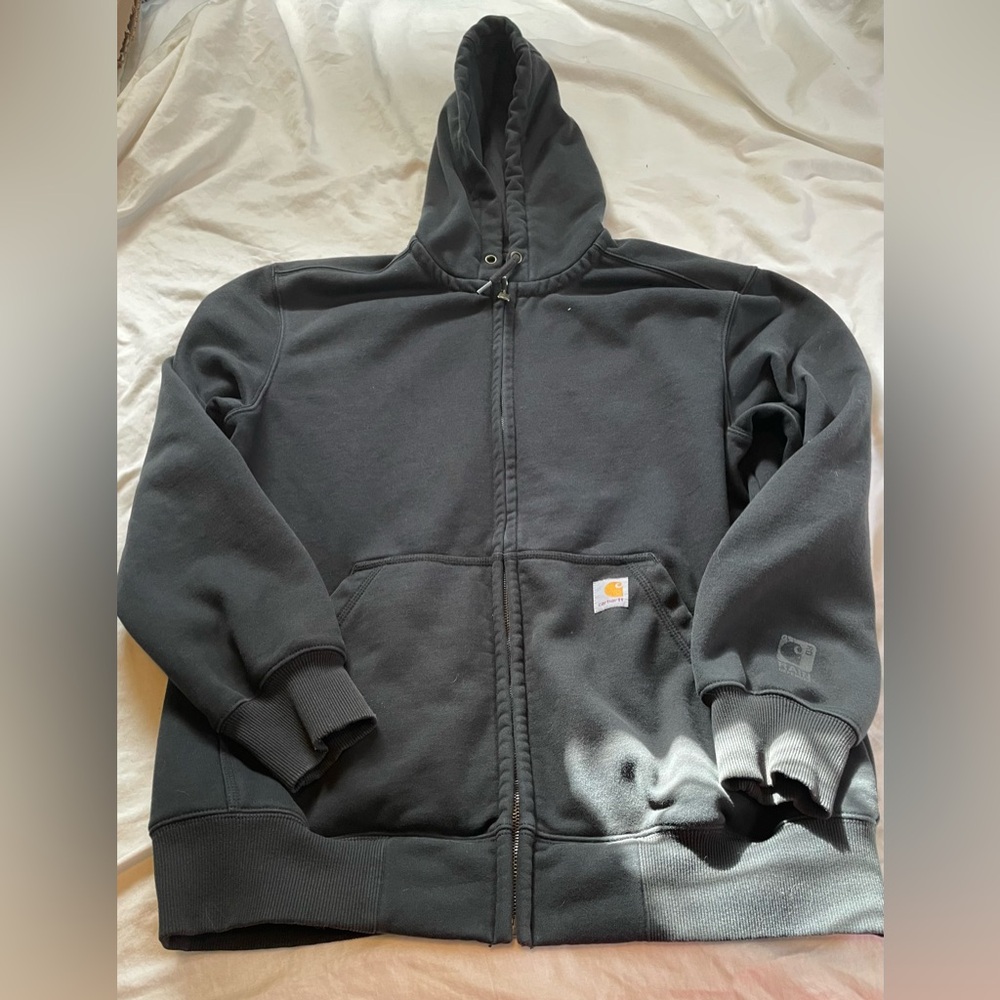 Black Carhartt zip up hoodie, size large L